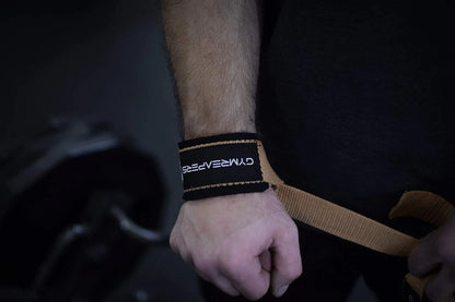 Lifting Wrist Straps for Weightlifting, Bodybuilding, Powerlifting, Strength Training, & Deadlifts - Padded Neoprene with 18 Inch Cotton (Desert Tan)