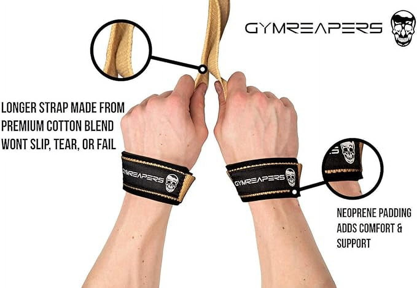 Lifting Wrist Straps for Weightlifting, Bodybuilding, Powerlifting, Strength Training, & Deadlifts - Padded Neoprene with 18 Inch Cotton (Desert Tan)